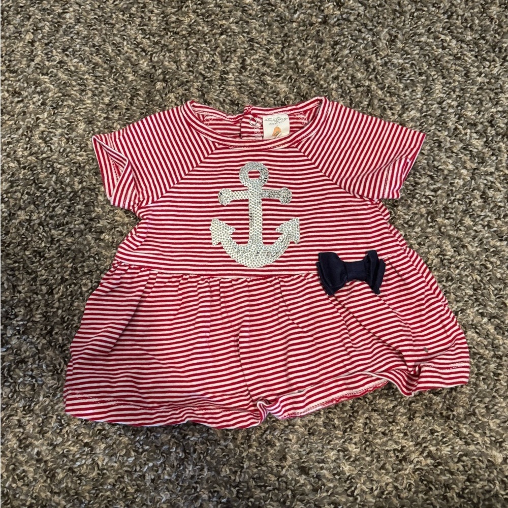 Starting Out 6 Months Red and White Striped Baby Outfit